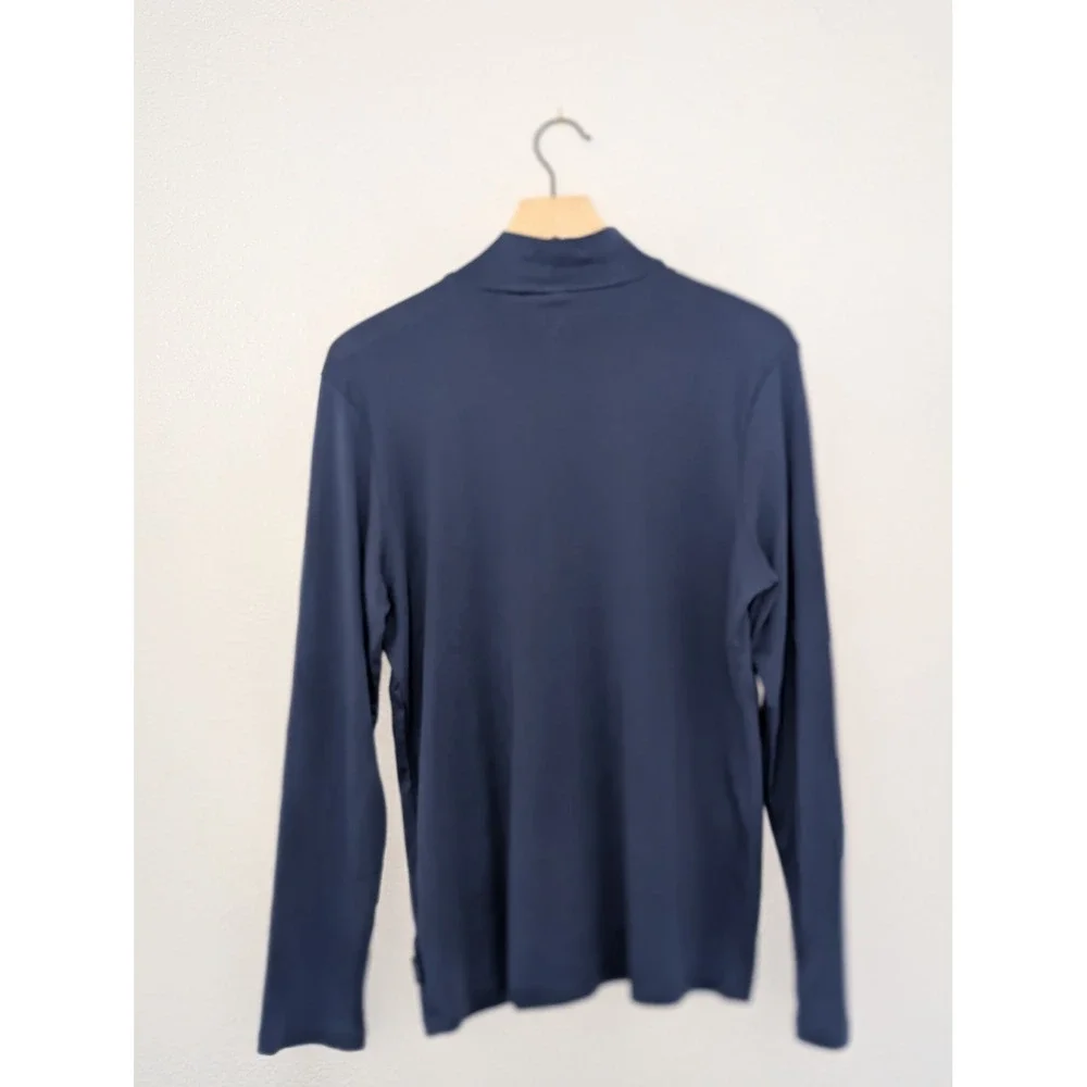 Dusty Blue Mock Neck Long Sleeve Top‎ XL